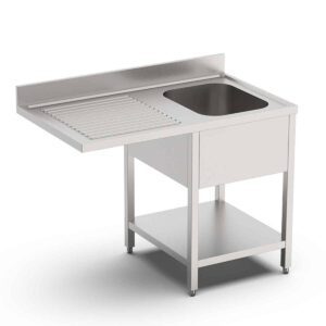 HCB Spoeltafel - enkele spoelbak rechts - 120 cm - RVS