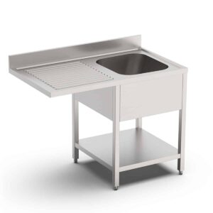 HCB Spoeltafel - enkele spoelbak rechts - 140 cm - RVS