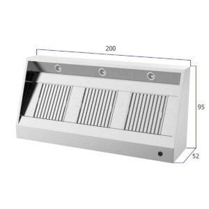 HCB Afzuigkap - schuin model - met motor - 200 cm - 230V - RVS