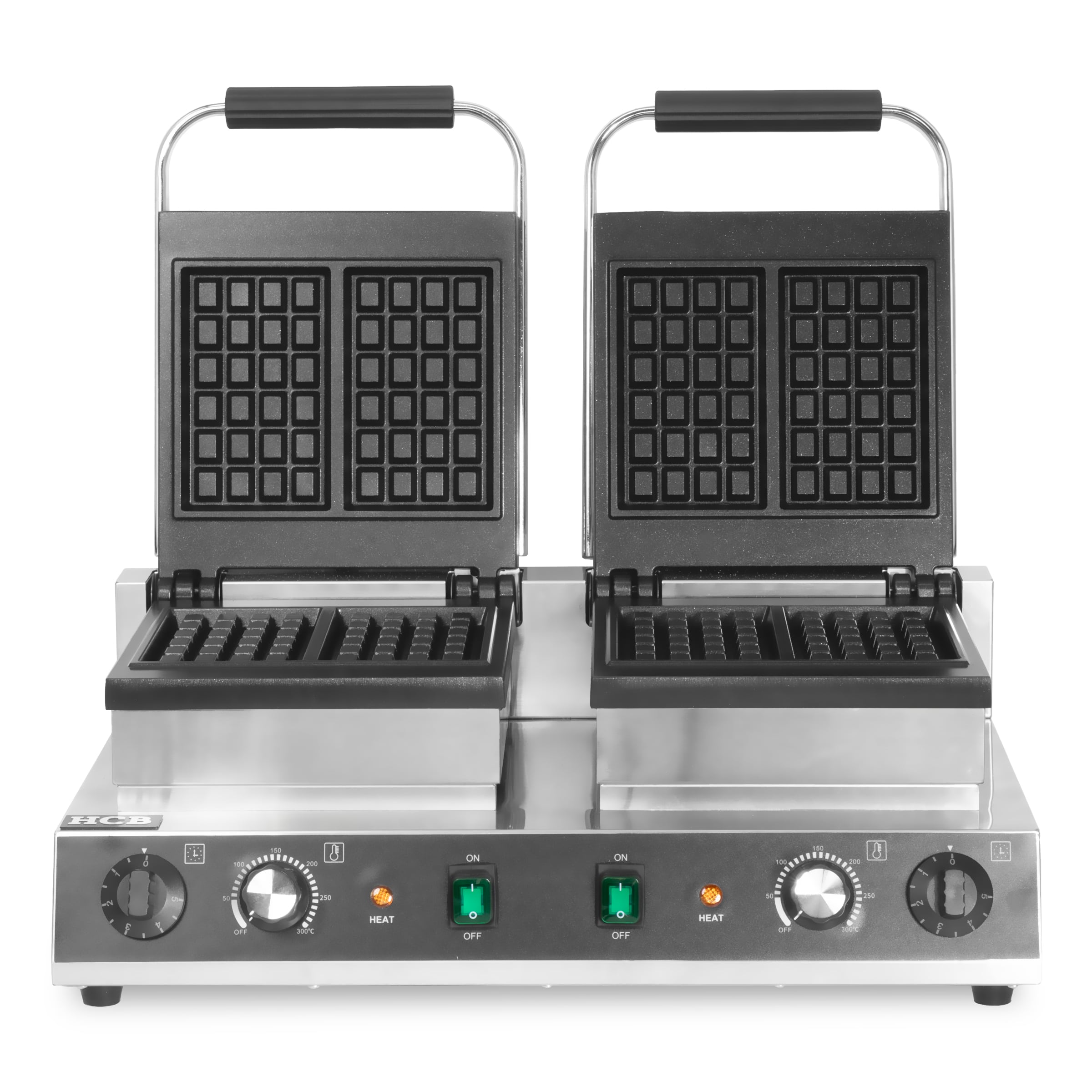 HCB Wafelijzer - Luikse wafels - 4st - 230V - RVS - Afbeelding 2