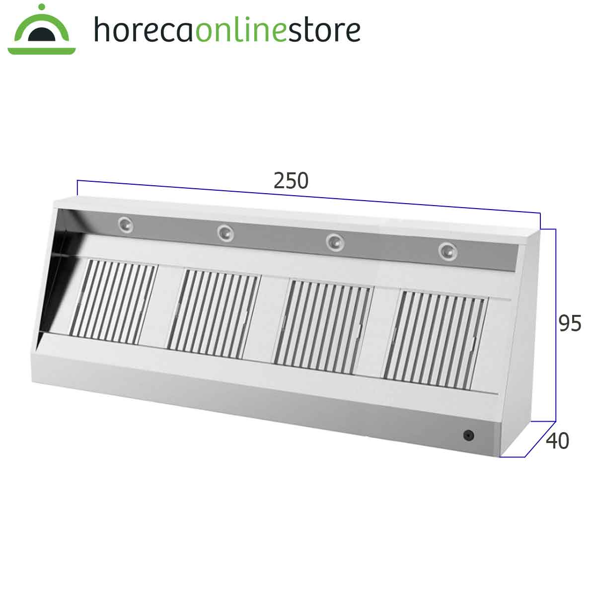 HCB Afzuigkap - schuin model - 250 cm - RVS - Afbeelding 2