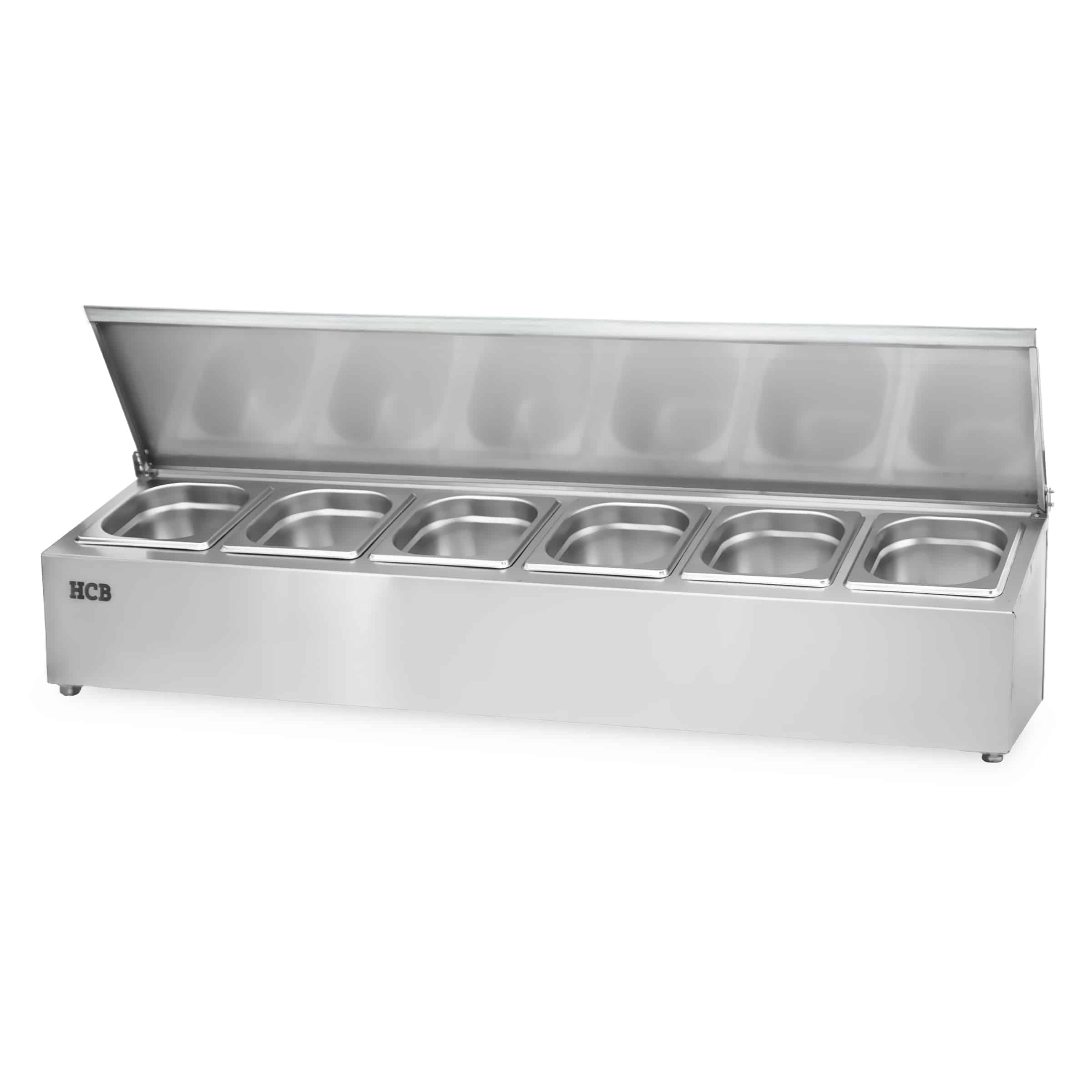 HCB Bakhouder - 6 x 1/6 GN - deksel - RVS