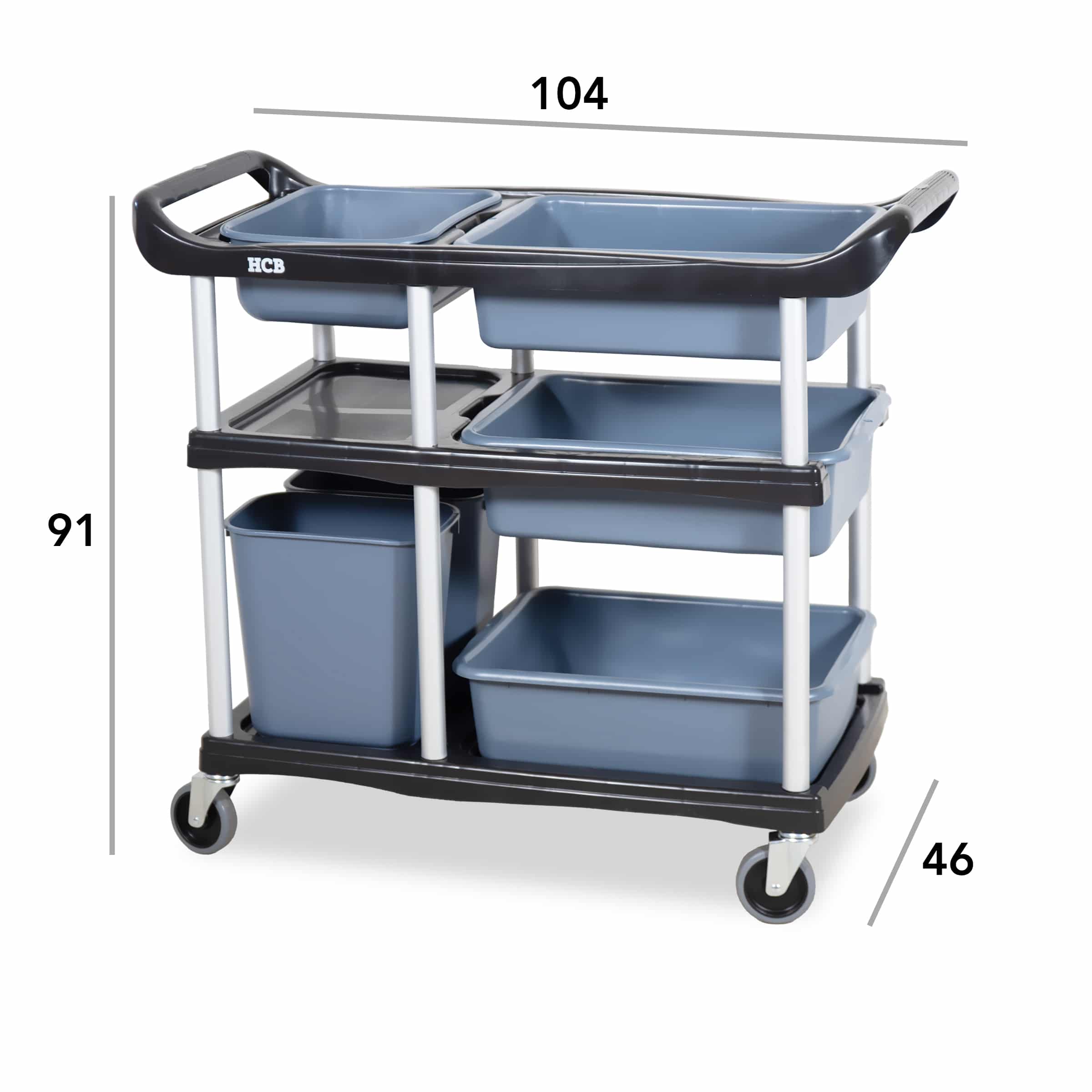 HCB Afruimwagen - 3 lagen - bakken - 104 cm - kunststof - Afbeelding 7