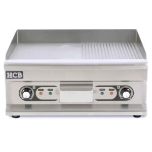 HCB Bakplaat - 1/2 geribbeld - 60 cm - 400V - RVS