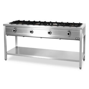 HCB Pannenkoekenfornuis – 4 branders – 4 x 8 kW – aardgas – 168,5 cm – RVS