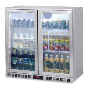 HCB Barkoeling - glazen klapdeuren - 218 liter - 90 cm - 230V - RVS