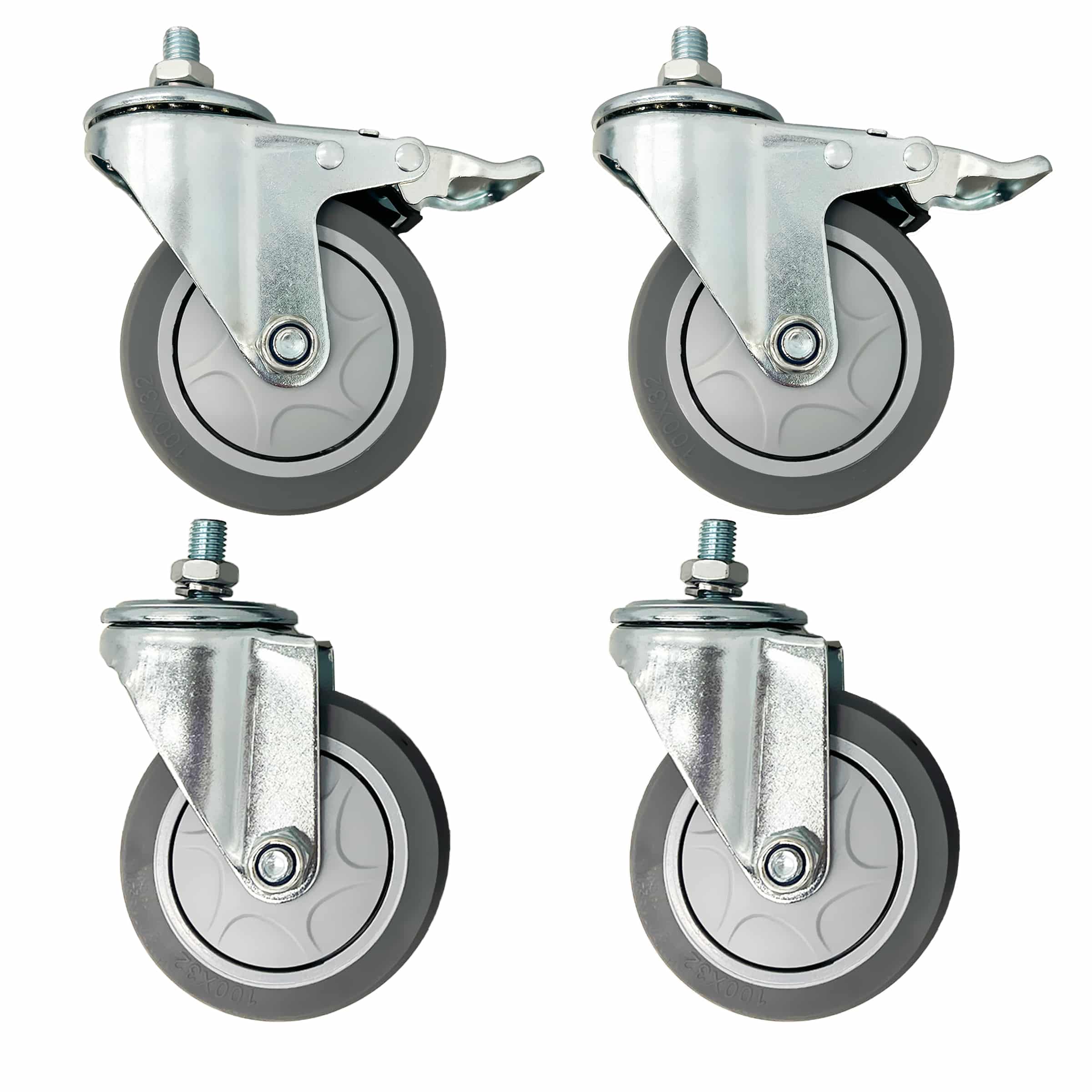 HCB Wielenset - 4 wielen voor pizza onderstel - RVS