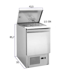 HCB Basic-line Saladette koelwerkbank - 1 deur - 43,5 cm - 230V - RVS