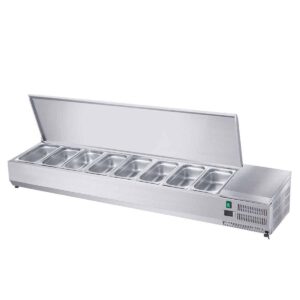 HCB Opzetkoelvitrine - Saladière met klep - 8 x 1/4 GN - 160 cm - RVS