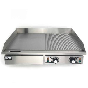 HCB Bakplaat 1/2 geribbeld - 73 cm - 2 x 230V - RVS