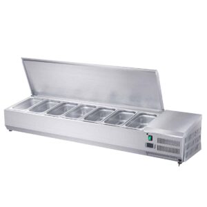 HCB Opzetkoelvitrine - Saladière met klep - 7 x 1/3 GN - 160 cm - RVS