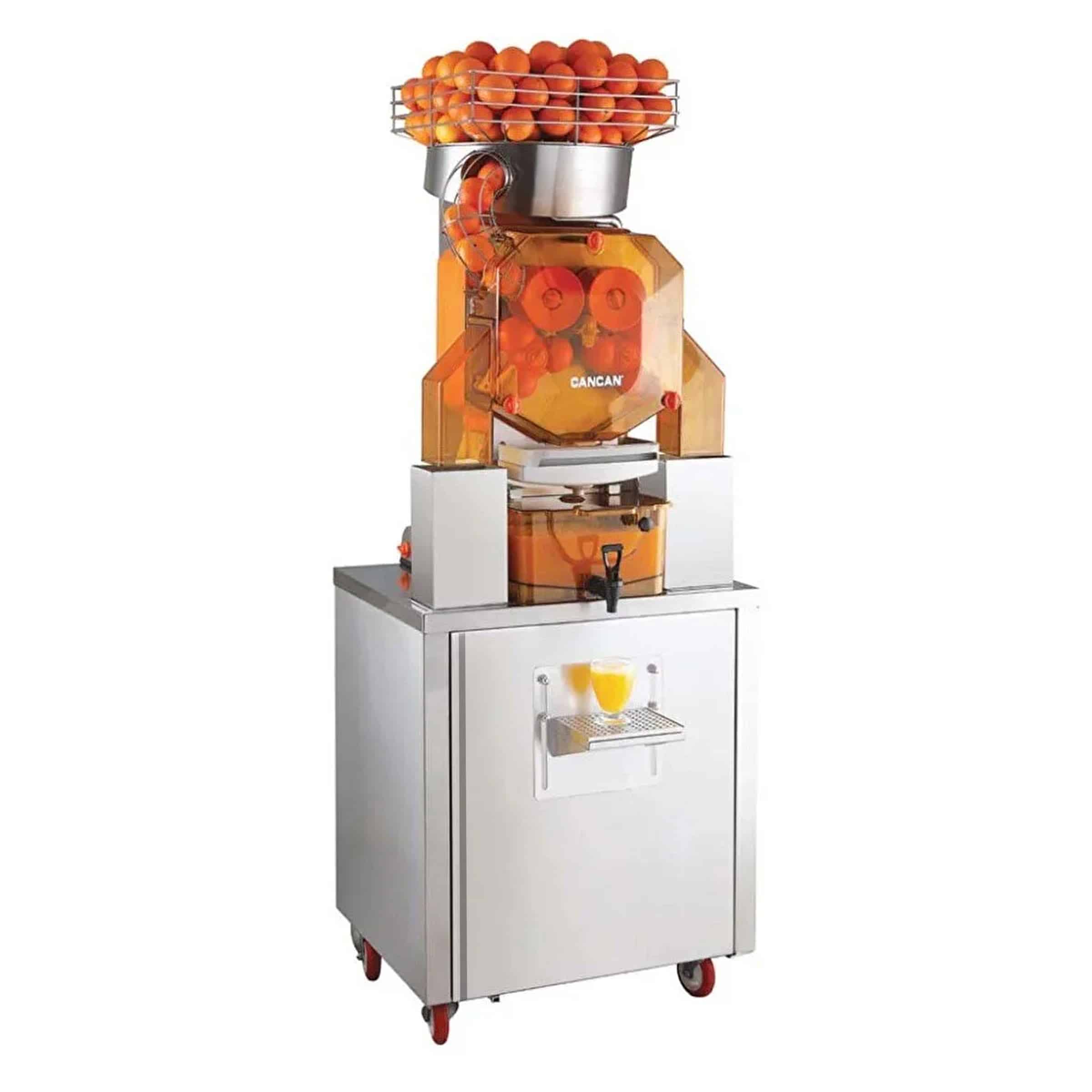 Cancan Automatische sinaasappelpers - met tank - verrijdbaar - onderstel - 230V - RVS