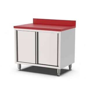 HCB Werkkast - snijtafel - schuifdeuren - 100 cm - RVS - Polyethylene