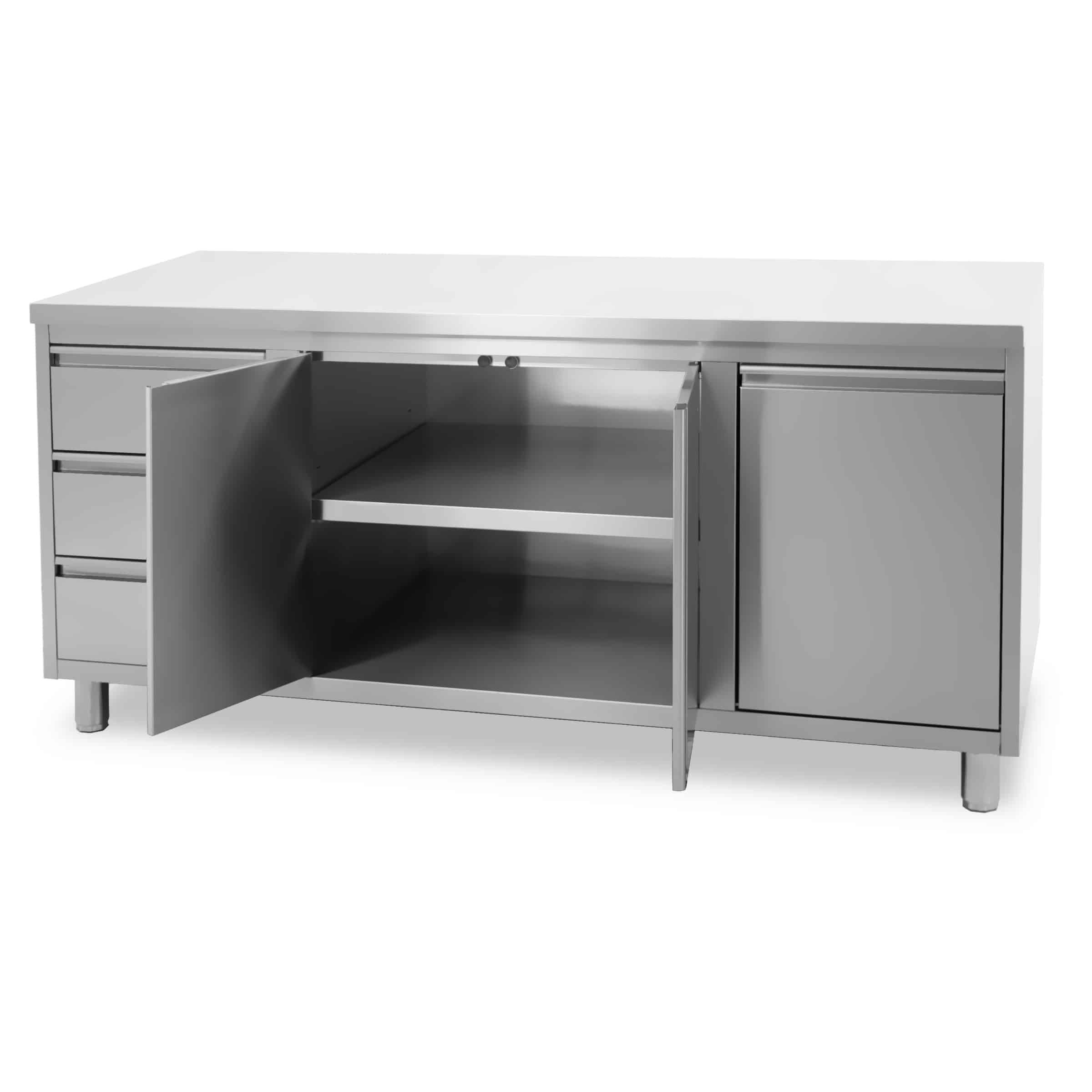 HCB Werkkast - klapdeur - 3 lades - afvalbak - 180 cm - RVS - Afbeelding 6