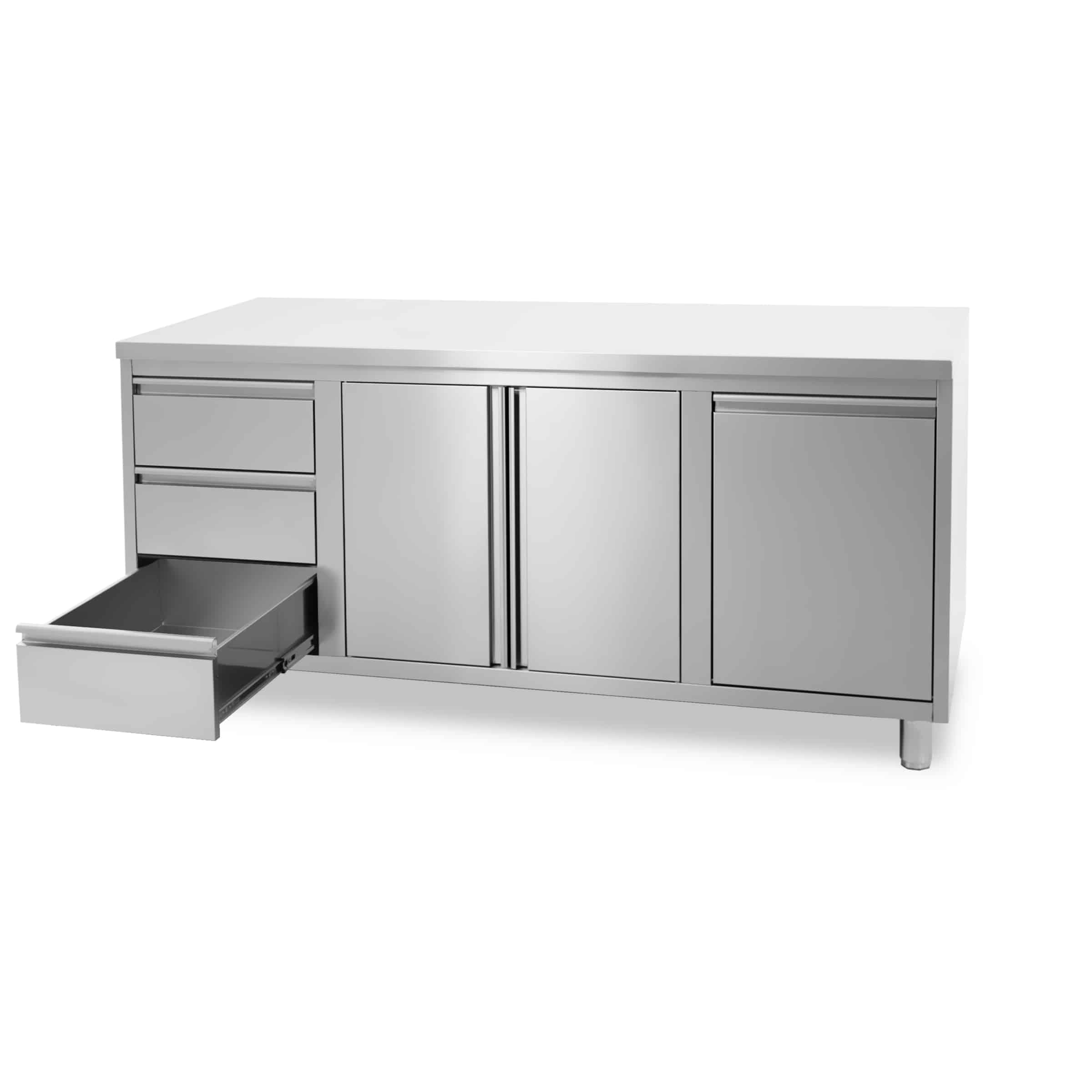 HCB Werkkast - klapdeur - 3 lades - afvalbak - 180 cm - RVS - Afbeelding 7