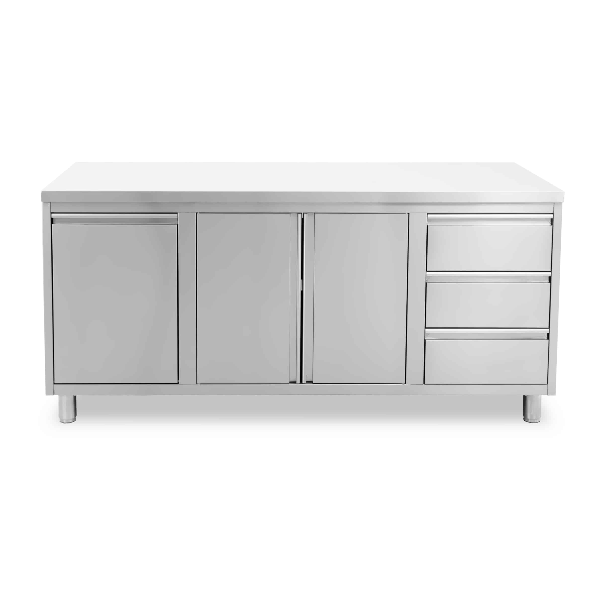 HCB Werkkast - klapdeur - 3 lades - afvalbak - 180 cm - RVS - Afbeelding 3