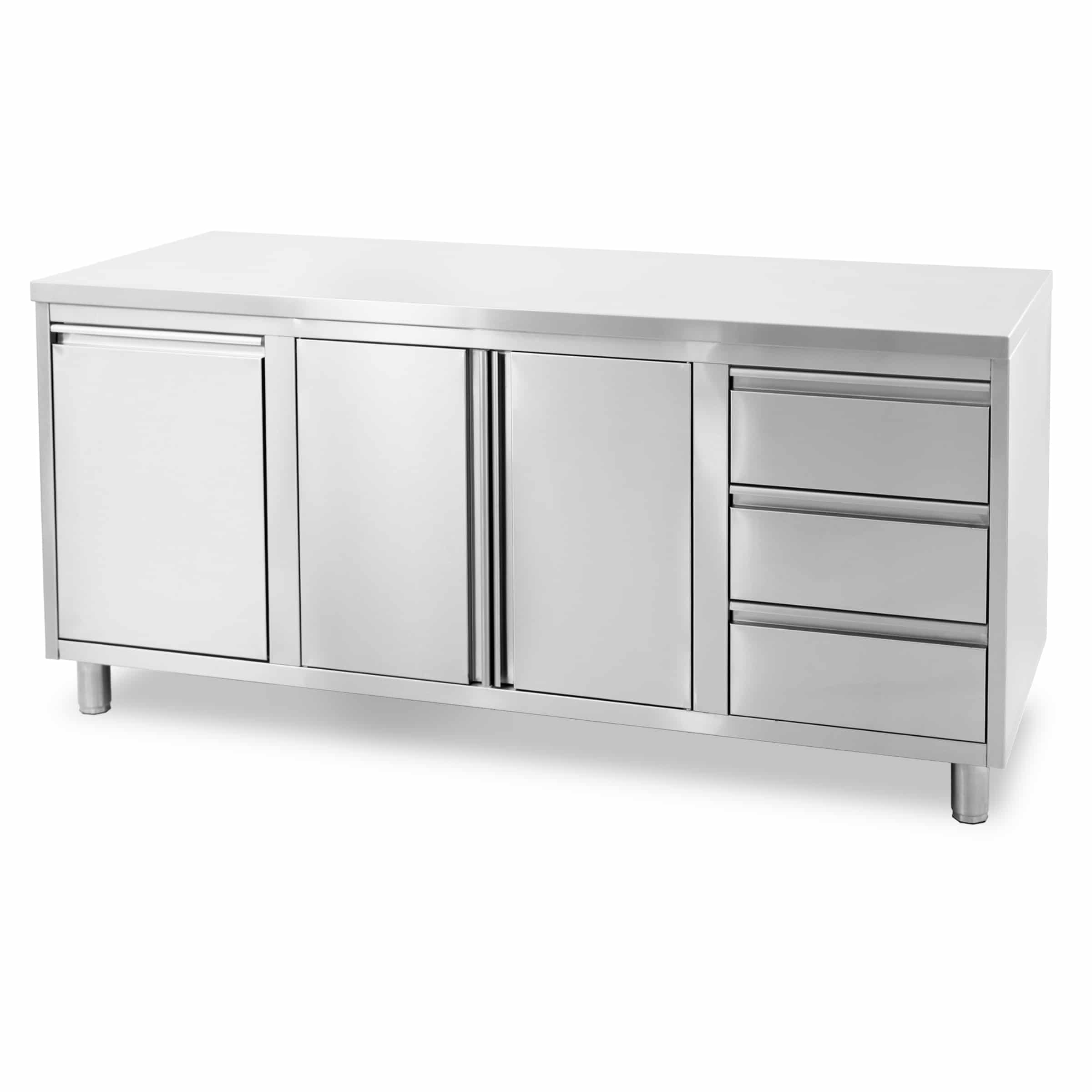 HCB Werkkast - klapdeur - 3 lades - afvalbak - 180 cm - RVS - Afbeelding 4