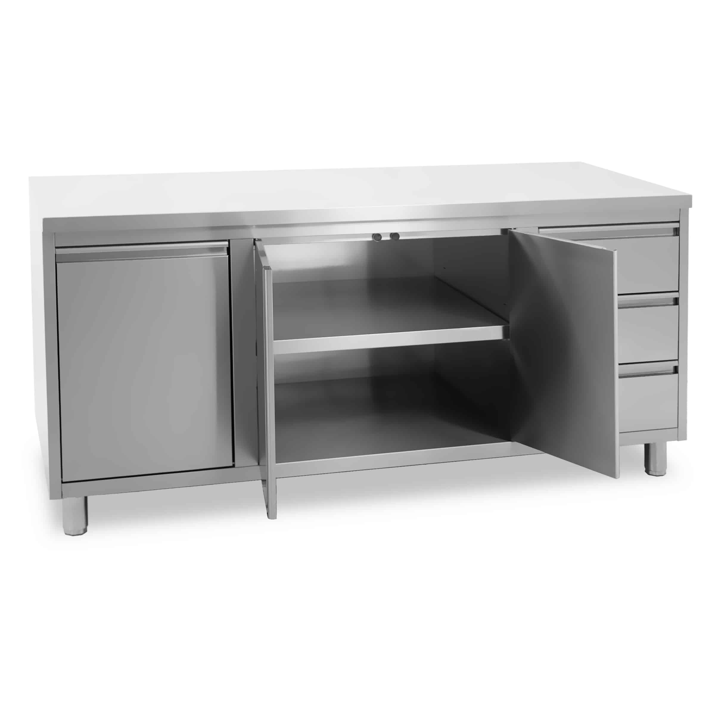 HCB Werkkast - klapdeur - 3 lades - afvalbak - 180 cm - RVS - Afbeelding 6