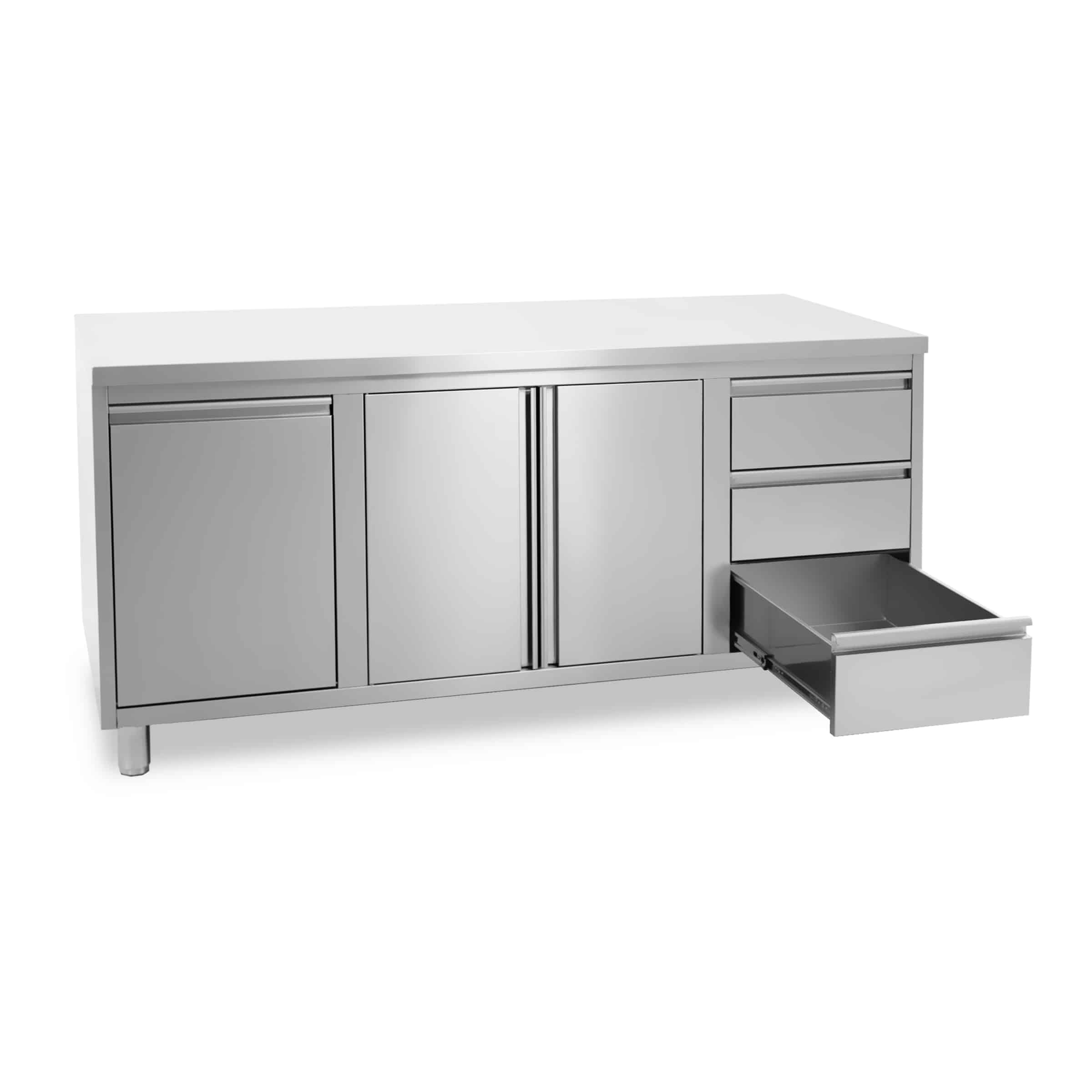 HCB Werkkast - klapdeur - 3 lades - afvalbak - 180 cm - RVS - Afbeelding 7