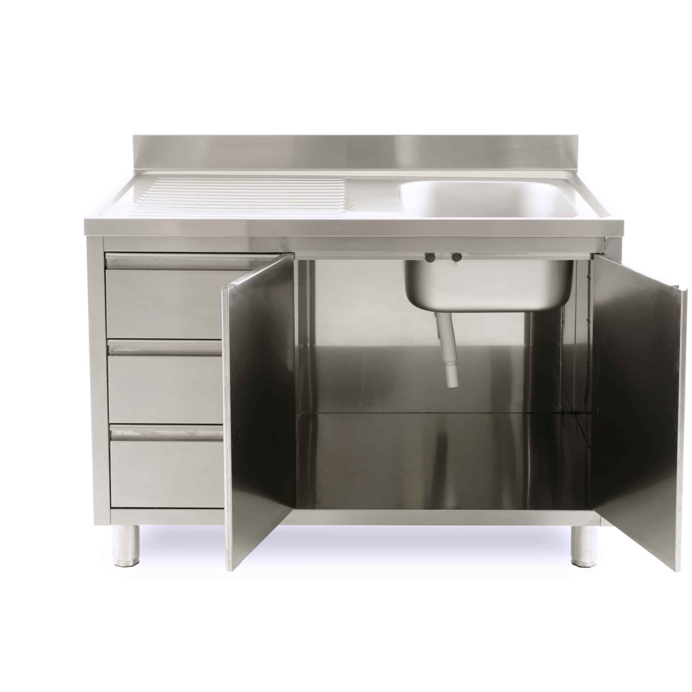 HCB Spoeltafel - klapdeur - lades - 120 cm - RVS - Afbeelding 2