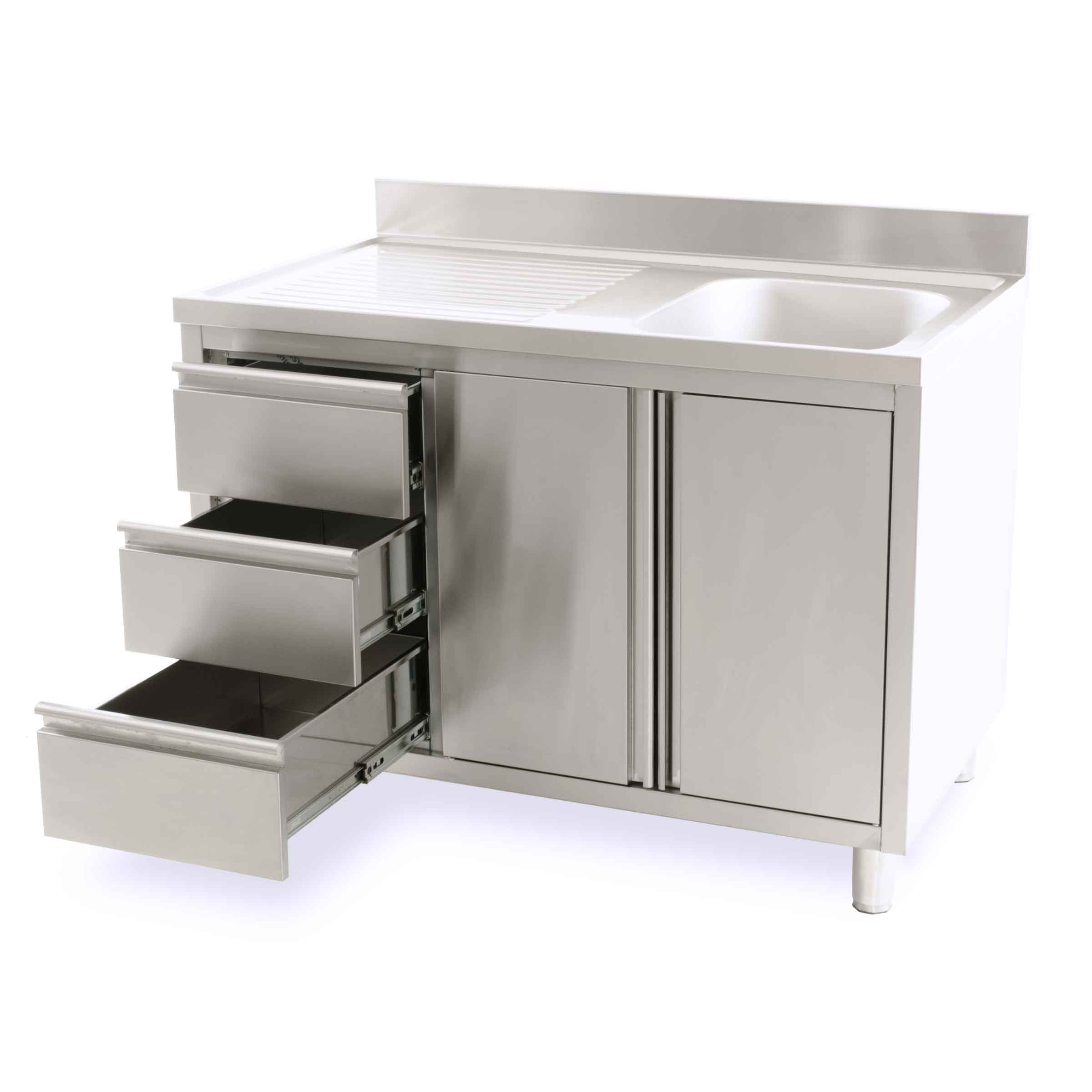 HCB Spoeltafel - klapdeur - lades - 120 cm - RVS - Afbeelding 3