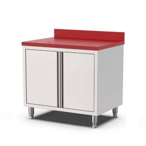 HCB Werkkast - snijtafel - klapdeuren - 120 cm - RVS - Polyethylene