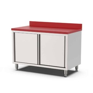 HCB Werkkast - snijtafel - schuifdeuren - 140 cm - RVS - Polyethylene