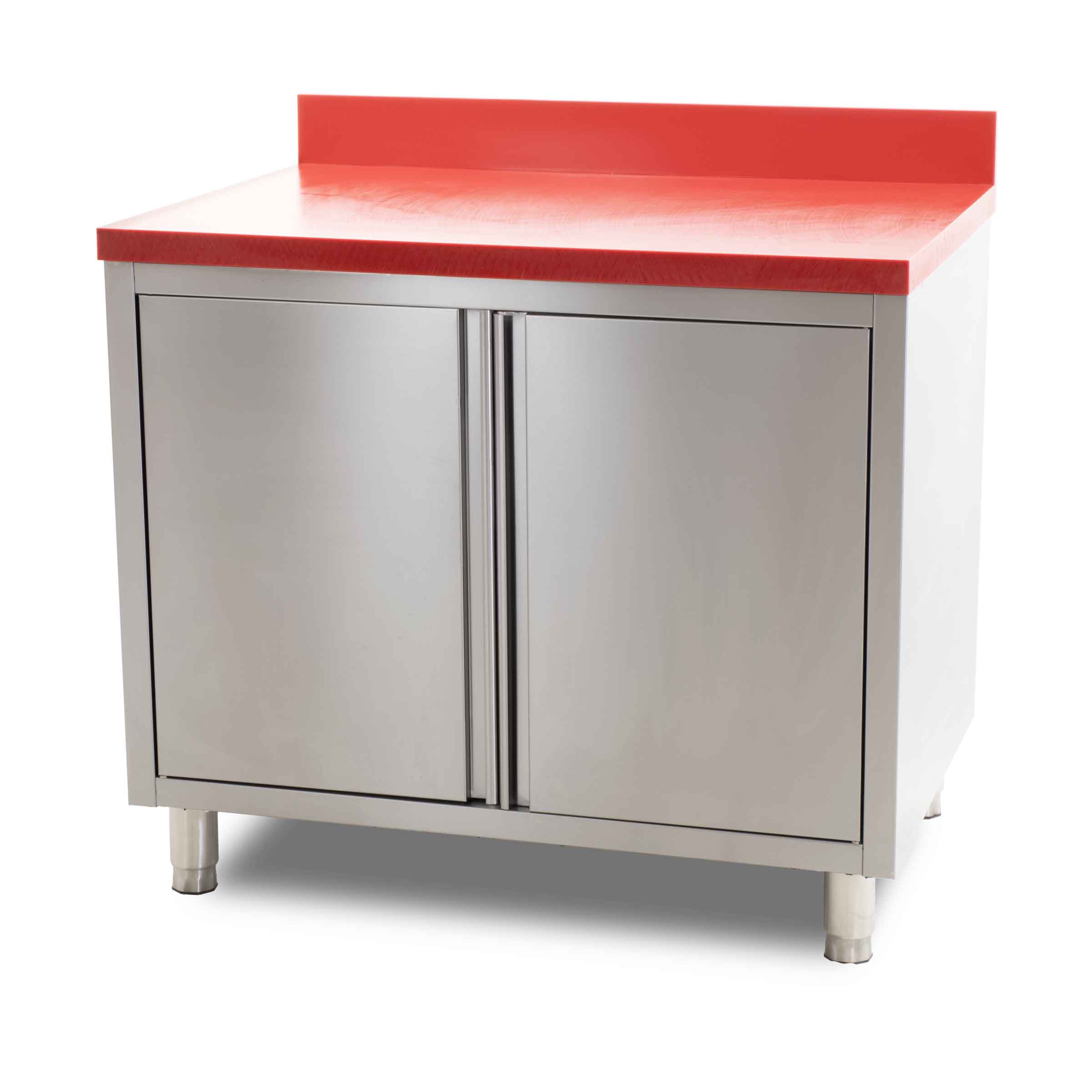 HCB Werkkast - snijtafel - klapdeuren - 100 cm - RVS - Polyethylene