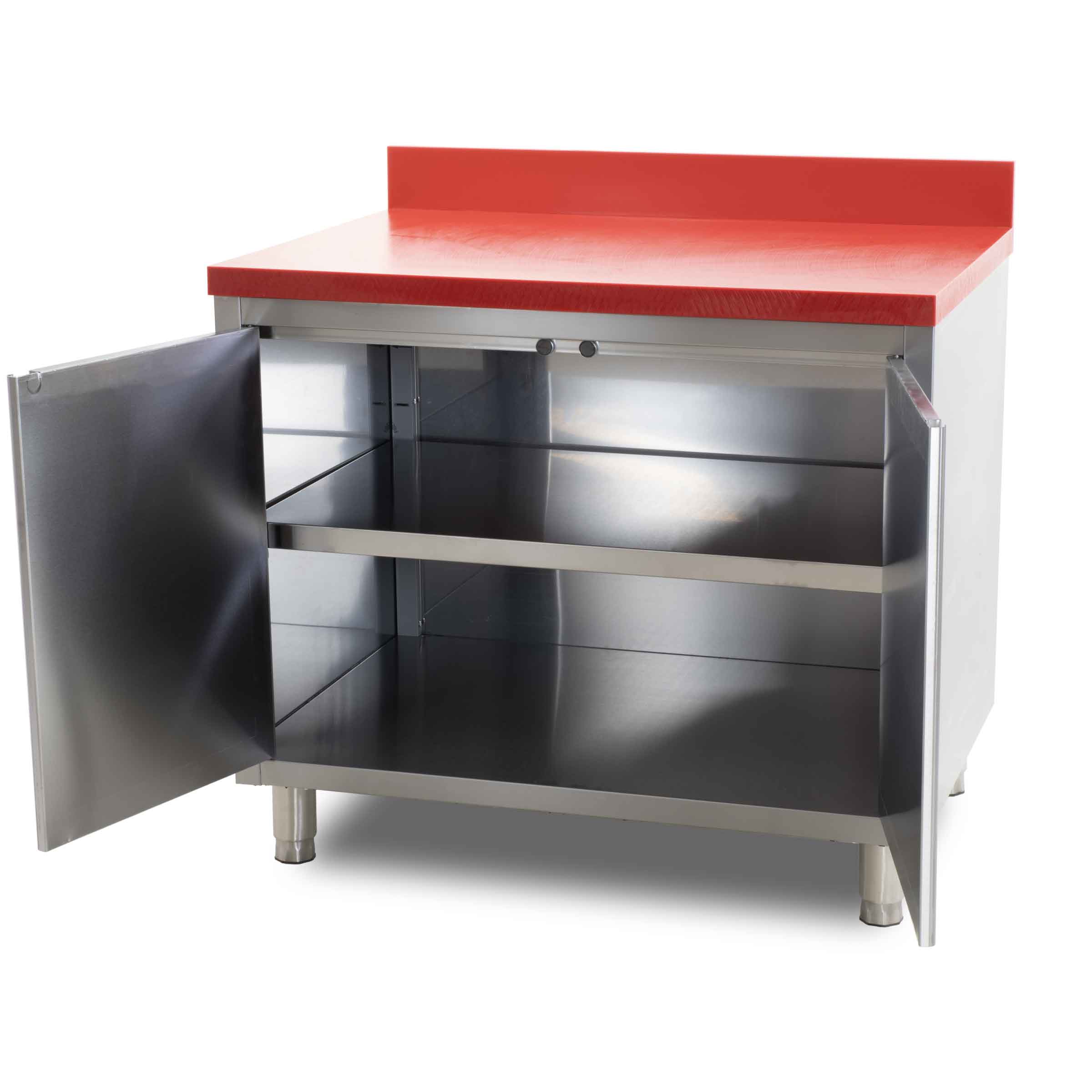 HCB Werkkast - snijtafel - klapdeuren - 100 cm - RVS - Polyethylene - Afbeelding 3