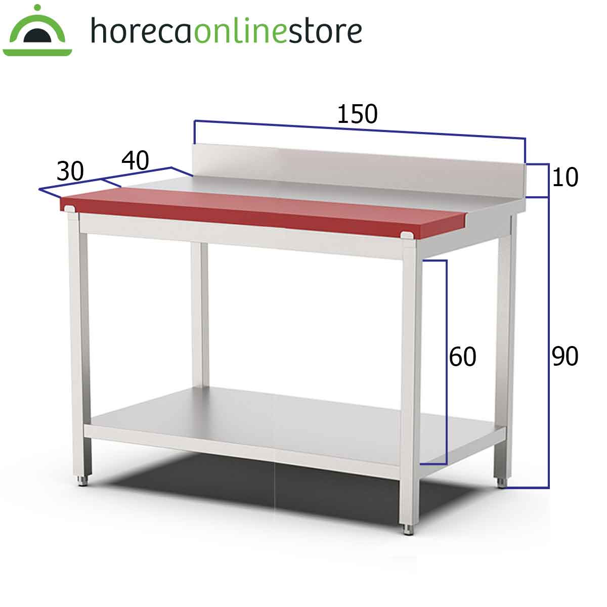 HCB Snijwerktafel - 150 cm - RVS - Polyethylene - Afbeelding 2