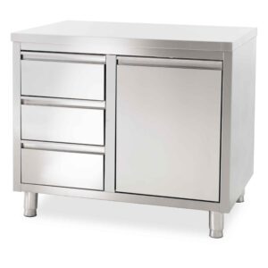 HCB Werkkast - 3 lades - afvalbak - 100 cm - RVS