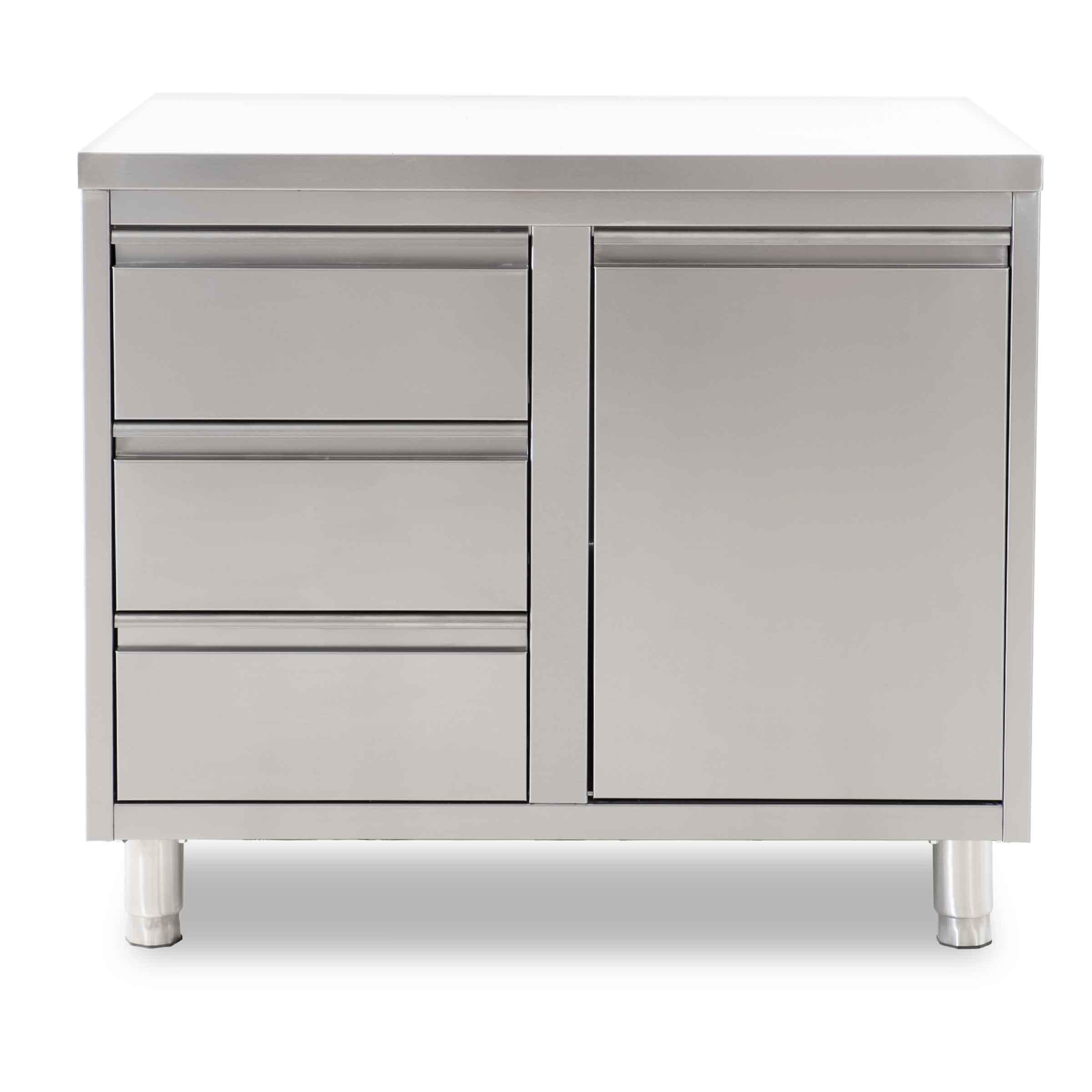 HCB Werkkast - 3 lades - afvalbak - 100 cm - RVS - Afbeelding 2