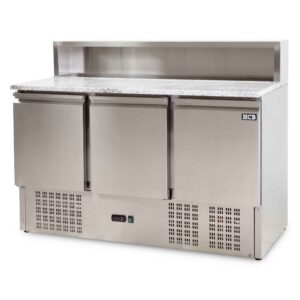 HCB Pizzawerkbank - klapdeuren - 136,5 cm - 402 liter - 230V - RVS