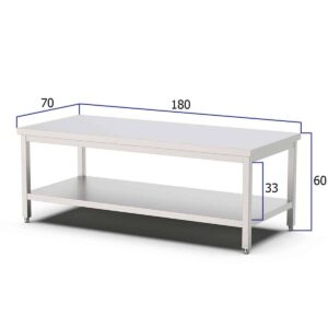 HCB Pro-line Werktafel - met onderschap - 180 x 70 x 60 cm - RVS