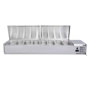 HCB Opzetkoelvitrine - Saladière met klep - 8 x 1/3 GN - 160 cm - RVS