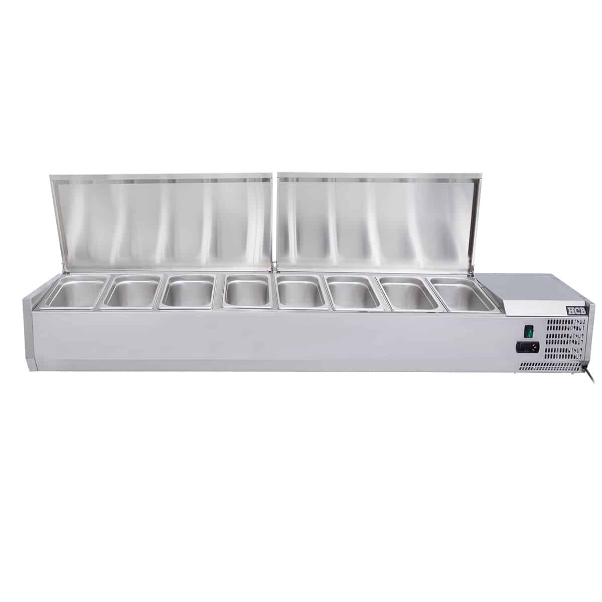 HCB Opzetkoelvitrine - Saladière met klep - 8 x 1/3 GN - 160 cm - RVS