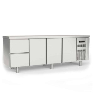 Coreco Koelwerkbank - 3 deuren - 2 lades - 224,5 cm - RVS