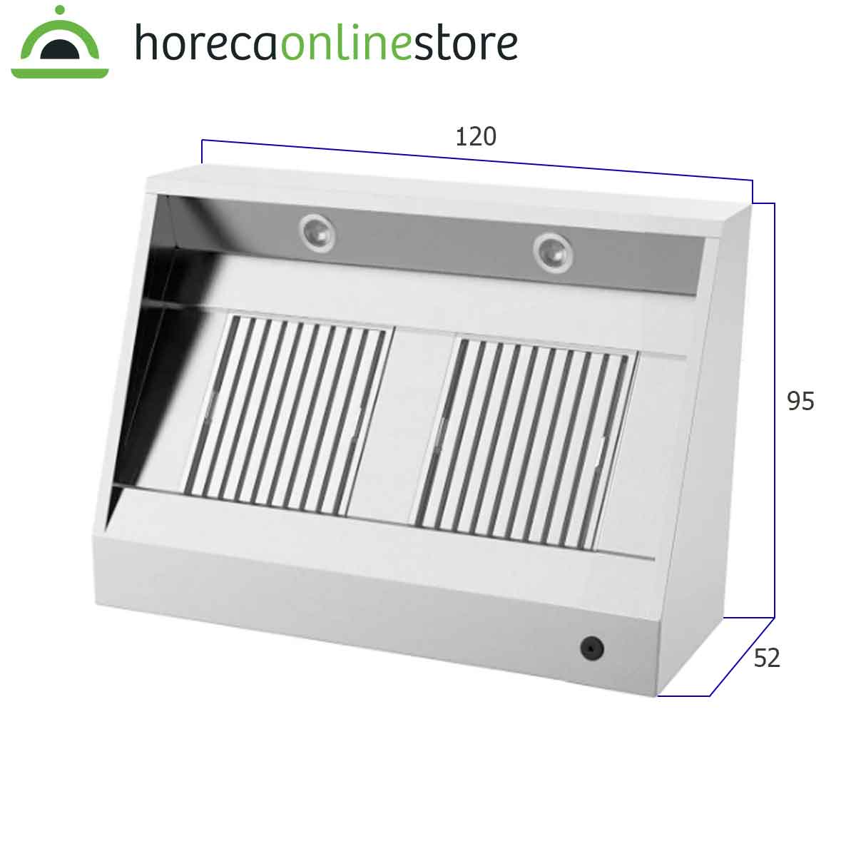 HCB Afzuigkap - schuin model - met motor - 120 cm - 230V - RVS - Afbeelding 6