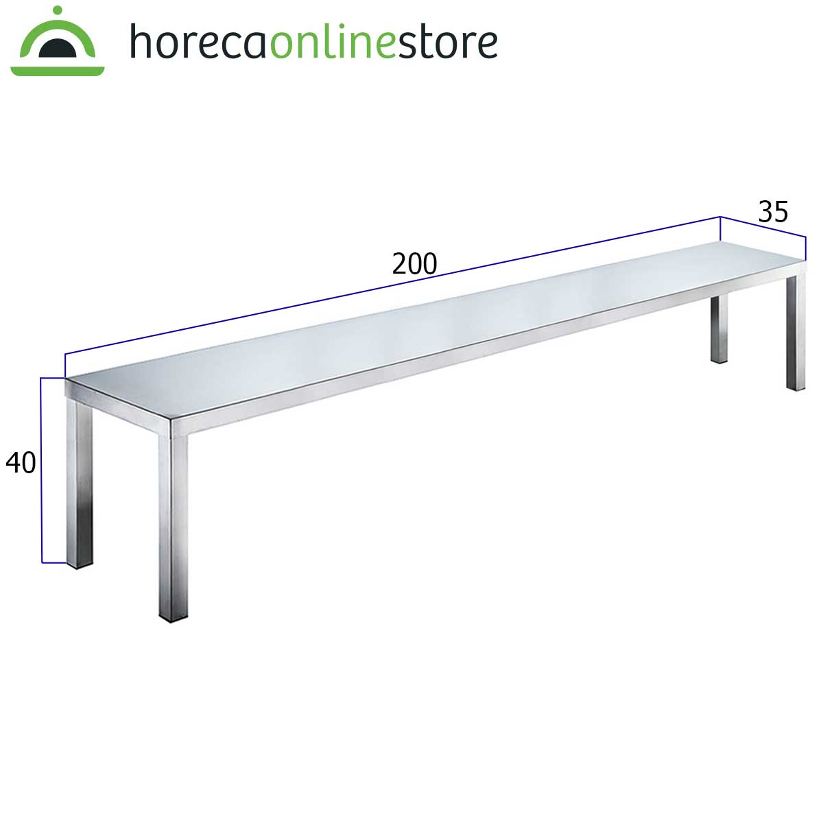 HCB Basic-line Etagère brug - 200 x 35 x 40 cm - RVS - Afbeelding 2