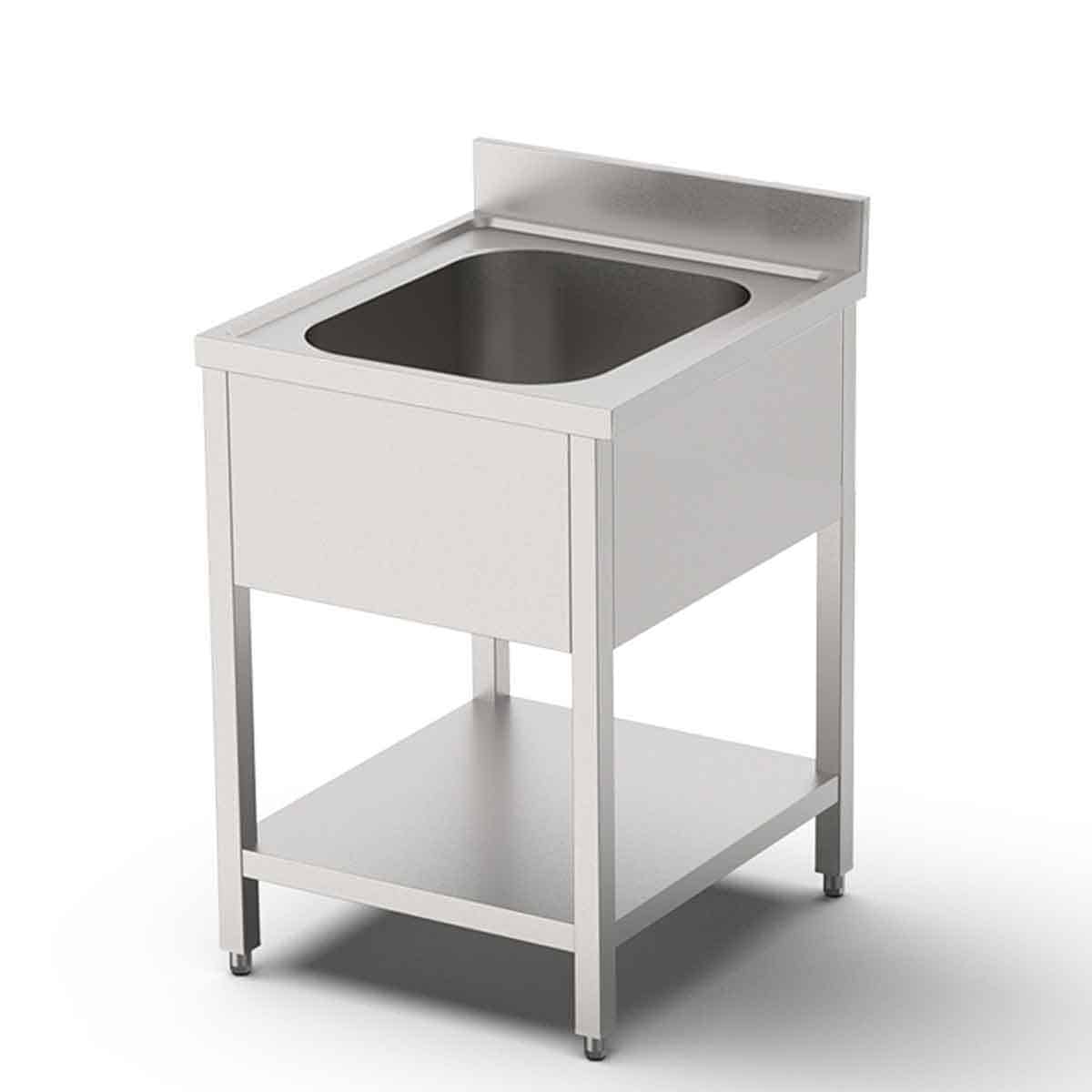 HCB Spoeltafel - enkele spoelbak - 70 cm - RVS