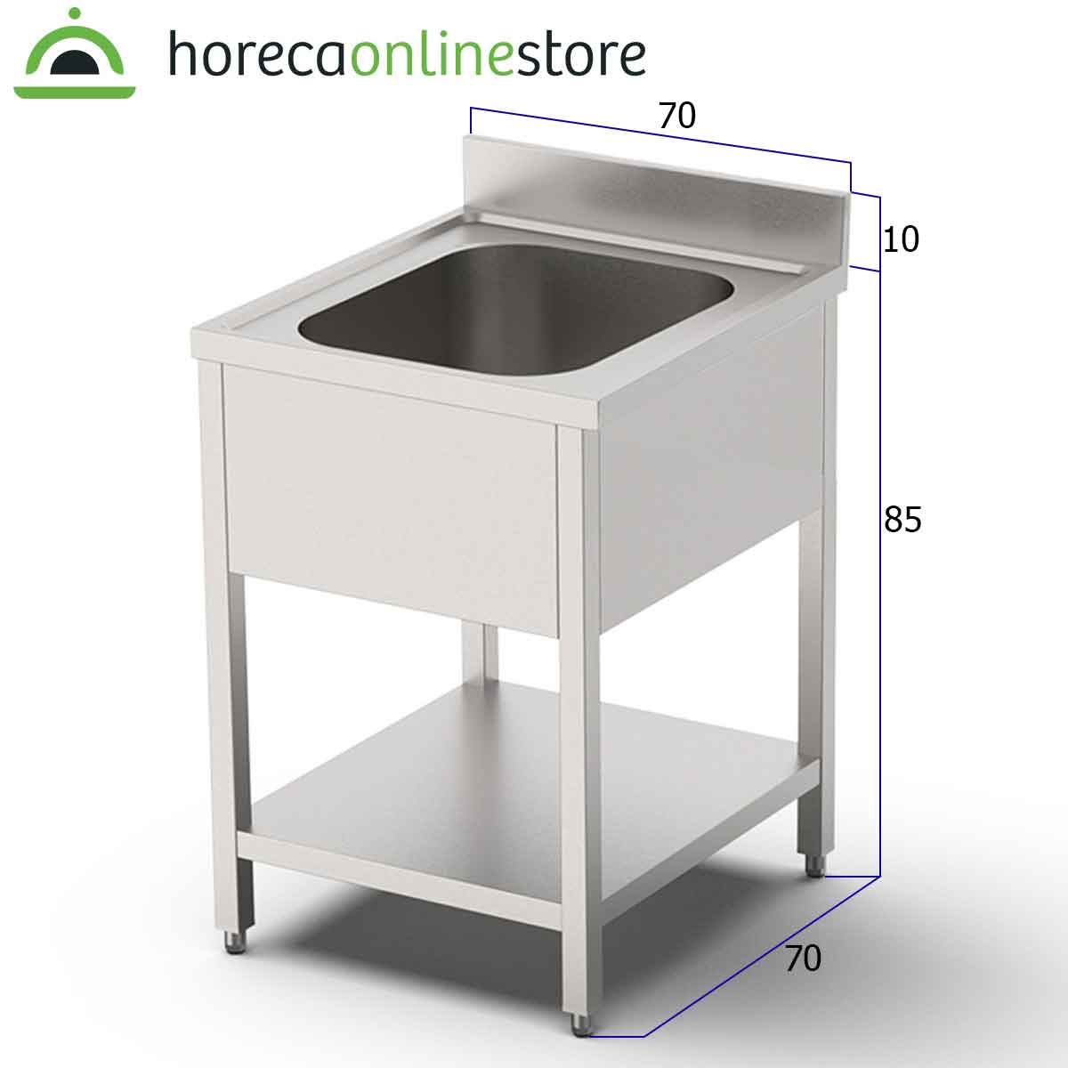 HCB Spoeltafel - enkele spoelbak - 70 cm - RVS - Afbeelding 2