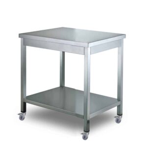 HCB Basic-line Werktafel - met onderschap - 70 x 70 x 85 cm - verrijdbaar - RVS