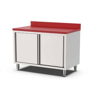 HCB Werkkast - snijtafel - schuifdeuren - 120 cm - RVS - Polyethylene