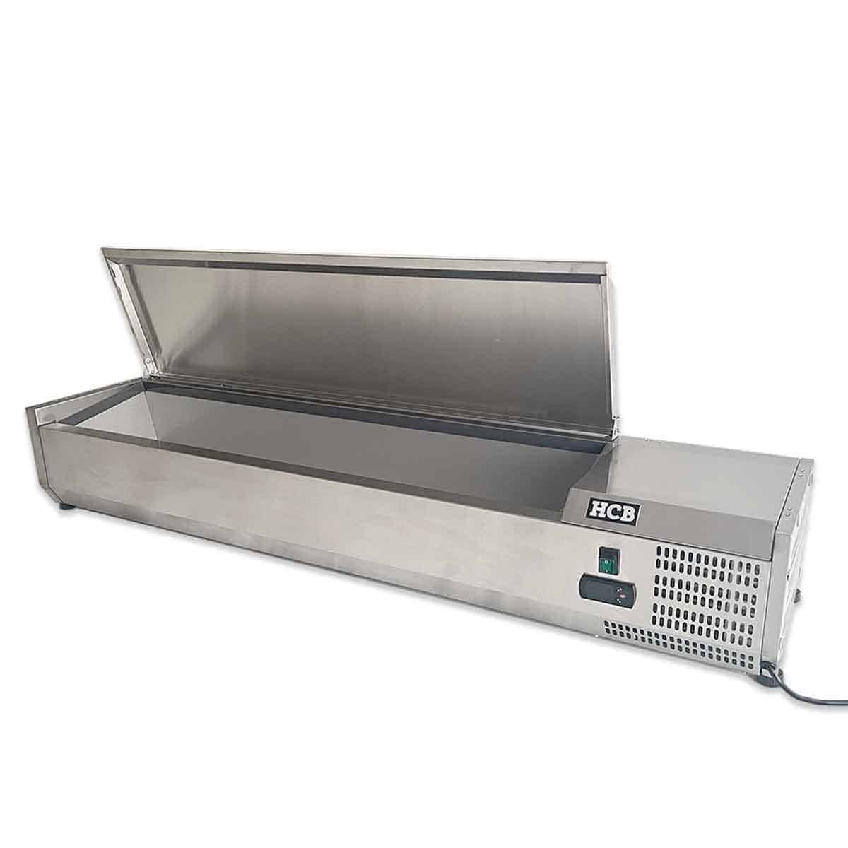 HCB Opzetkoelvitrine - Saladière met klep - 7 x 1/4 GN - 150 cm - RVS