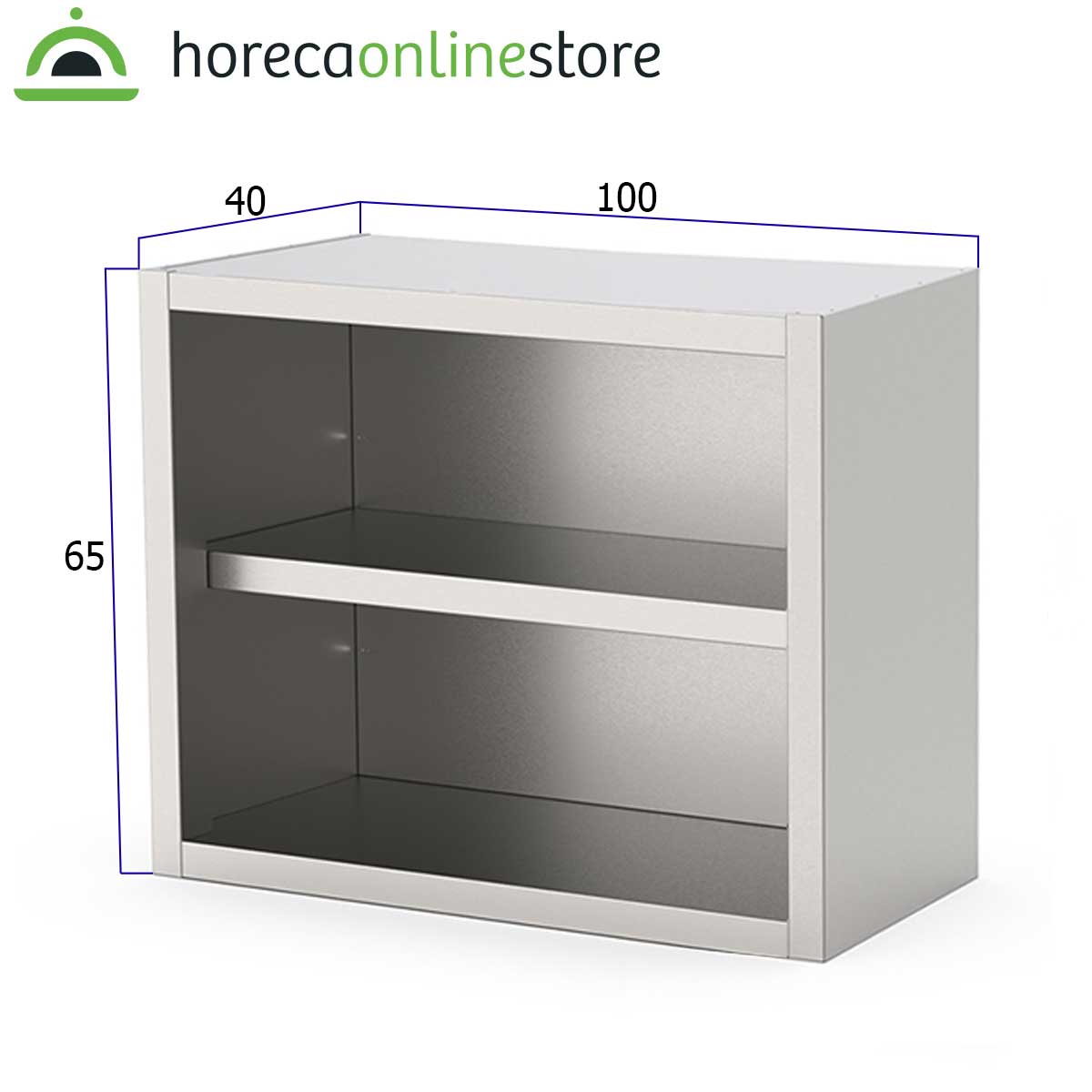 HCB Wandkast - open model - 100 cm - RVS - Afbeelding 2