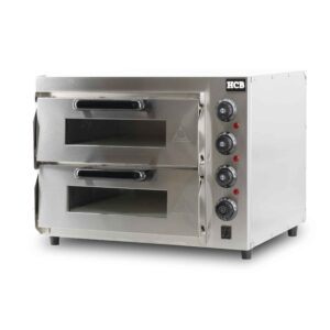HCB Dubbele pizzaoven - 2 x 40 cm - pizzasteen - 230V - RVS