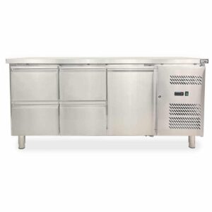 HCB Basic-line Koelwerkbank - 4 lades - 1 deur - 179,5 cm - 230V - RVS