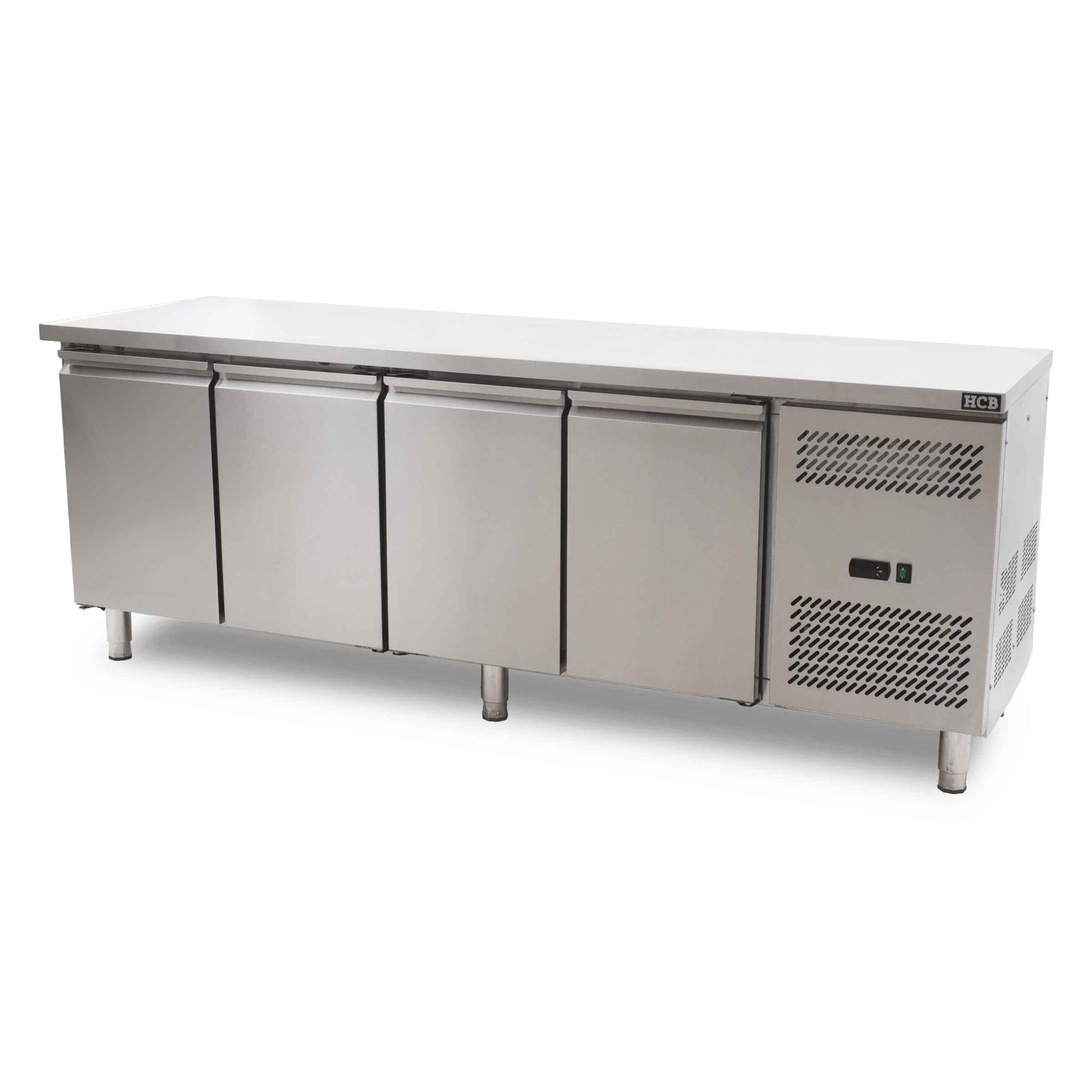 HCB Basic-line Koelwerkbank - 4 deuren - 223 cm - 230V - RVS
