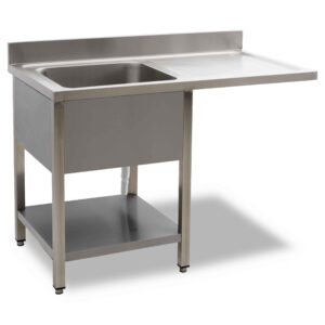 HCB Spoeltafel - enkele spoelbak links - 120 cm - RVS