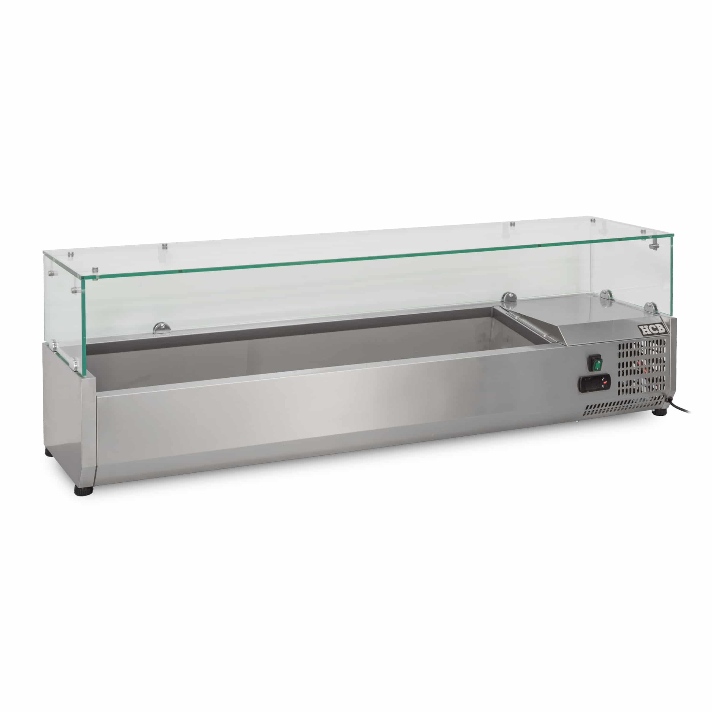 HCB Opzetkoelvitrine - Saladière met glas - 6 x 1/4 GN - 140 cm - RVS - Afbeelding 3
